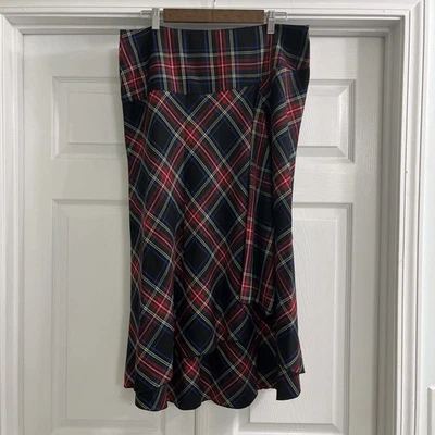 Casual Corner Annex Skirt Womens Size 14 A-line Draped Holiday Plaid - Image 1 of 4