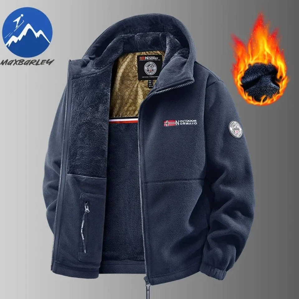 Men's Norwegian Fleece Hooded Jacket – Thick Plus Size Autumn/Winter Outdoor Coa