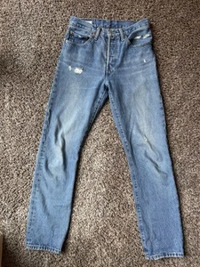 Levi`s 501 Straight Jeans W26"-L30" Women`s Relaxed Fit Blue - Read Description - Picture 1 of 5