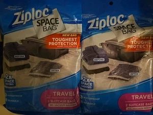 2x Ziploc Bolsa Espacial Maleta Impermeable Compresión Almacenamiento Viaje 17x22 Nuevo en Caja  - Imagen 1 de 3