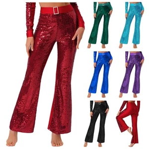 Damen Tanzkleidung Hohe Taille Clubwear Musik Hosen Performance Jazz Glocke - Picture 1 of 83