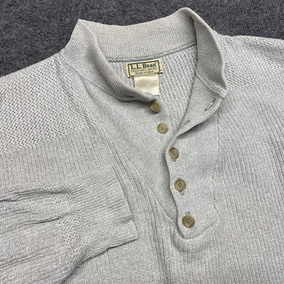 ВИНТАЖНЫЙ LL Bean свитер мужской L серый Henley шаль воротник Freeport сделано в США - Изображение 1 из 4