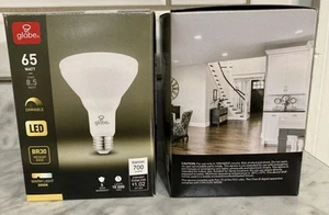 (2) globe 75 Watt dimmable LED BR30 Medium Base Warm Light 3000K Bulb. New. - Picture 1 of 3
