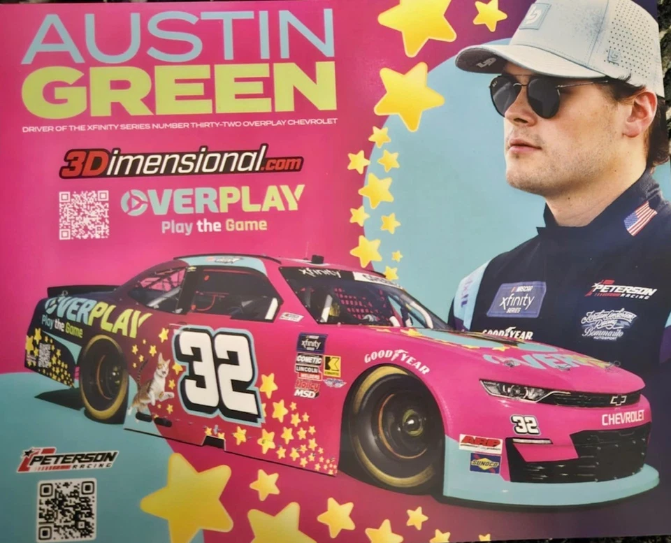 Postal 2025 de Austin Green “Overplay 3dimensional Kansas” #32 NASCAR XFINITY Foto 1 de 1