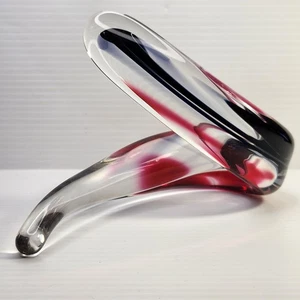 John lotton Signed 1996 Free Form black and Red Vintage Art Glass - Picture 1 of 14