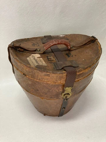 Antique South American Diplomat’s Leather Hat Box Trunk Carrying Case Monogram d Cover