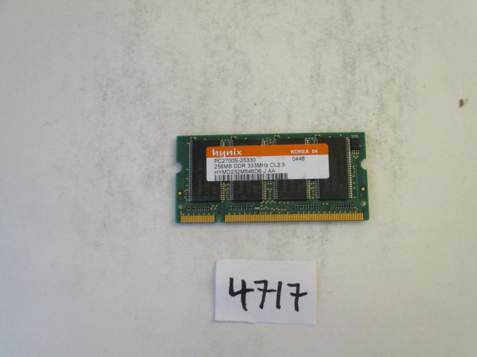 Hynix 256Mb 333Mhz PC2700 200pin DDR1 SODIMM laptop memory RAM (4717) - Image 1 of 2