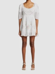 $495 LoveShackFancy Women's White Floral Eyelet Lace Ornella A-Line Dress Size 2 - Picture 1 of 4
