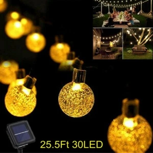 Solar String Fairy Lights Crystal Ball Garden Patio Lawn Yard Lamp Warm White - Picture 1 of 12
