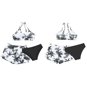 Kids Girls Bathing Suits Floral Print Swimsuits Bikini Swimwear Padded Shorts - Picture 1 of 22