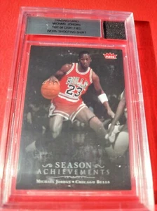 MICHAEL JORDAN 07-08 FLEER SEASON ACHIEVEMENTS CARD + WORN SHOOTING SHIRT PIECE - Picture 1 of 2