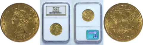 1895-O $10 Gold Coin NGC MS-61 Cover