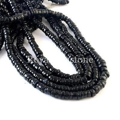 Collar de cuentas de rondelle lisas de espinela negra, cuentas de piedras preciosas de espinela negra Foto 1 de 3