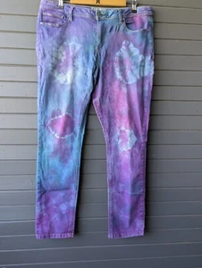 Jeanswest Jeans Womens Size 18 Blue Purple Pink Tye Dye Hand Dyed Hippy - Picture 1 of 3