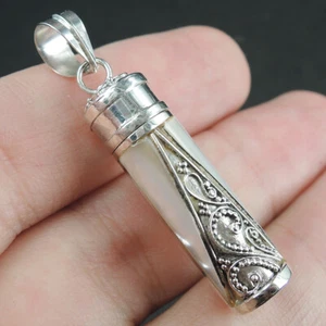 Medallón de oración de madreperla de plata de ley 925 caja de cenizas colgante joyería - Imagen 1 de 7