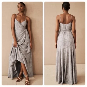 Anthropologie BHLDN Hutch Reid Wickel-Maxikleid Blumenmuster abstrakt grau Größe Large - Bild 1 von 8