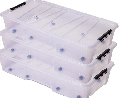 3x Unterbettbox Rollbox Aufbewahrungsbox mit Deckel 35L Spielzeugkiste Rollen - Bild 1 von 4