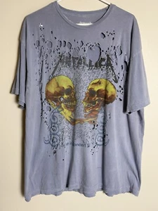 METALLICA Mens T Shirt Destroyed Gray Skulls Graphic Print Band Tee OS - Bild 1 von 6