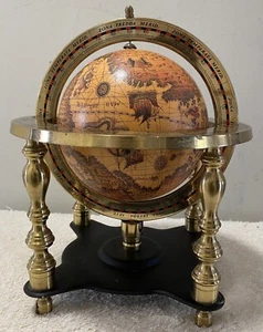 Vintage Brass Desktop Table Globe Old World Zodiac Astrology - Picture 1 of 9