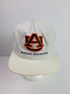 Vintage 80's Auburn Tigers Snapback Hat Mens Cap NCAA Football White Logo - Picture 1 of 8