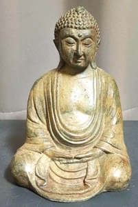 Japanese Vintage Bonze Buddha Buddhist Amida Nyorai Statue H18×13cm Daibutsu F/S - Picture 1 of 4