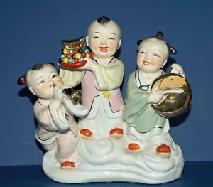 Älterer Artikel ~ Porzellan ~ Lucky Tongzi Kinder ~ Gold emailliert & Biskuit - Bild 1 von 7