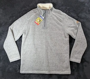 New Orvis Mens Gray Size M Brighton Sherpa Lined 1/4 Zip Pullover Sweater - Picture 1 of 15