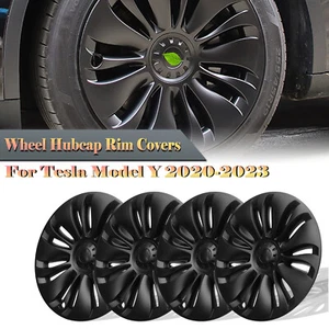 Matte Blk 19" Hub Cap Wheel Cover Rim Cap Turbine Style For Tesla Model Y 20-24 - Picture 1 of 20
