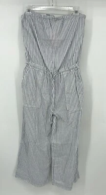 NWT Gap Women's Blue White Striped Jumpsuit Romper Strapless Ties - Image 1 of 4