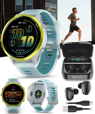 Reloj inteligente Garmin Forerunner 570 47 mm avanzado GPS para correr amarillo con auriculares BLK Foto 1 de 4