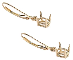 7x5 7mm x 5mm Oval Earring 14kt Yellow Gold Gem Dangle Prenotched Mounting - Picture 1 of 2