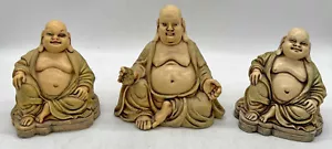 Set of 3 Resin Laughing Buddhas - Buddism Buddha Ornament - Picture 1 of 3