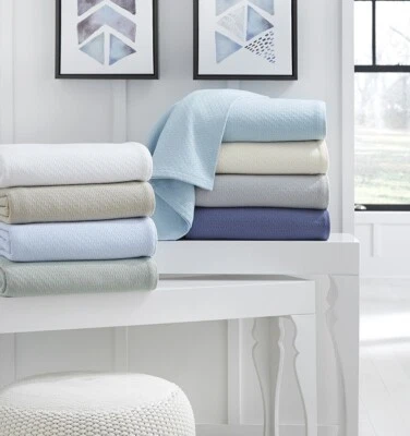SFERRA CORINO LIGHTWEIGHT BREATHABLE SOFT COTTON BLANKET FROM PORTUGAL - Image 1 of 4