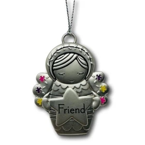 Adorno de Navidad Hallmark Metal Angel Flores Friend - Imagen 1 de 1