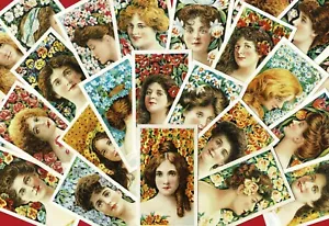 BEAUTIES - BLOSSOM GIRLS 1902 - B.A.T. - REPRINT CIGARETTE CARD SET (US12) - Picture 1 of 5