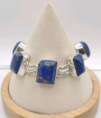 Hermosa pulsera plateada estilo piedra azul 5,5"-7" Foto 1 de 4