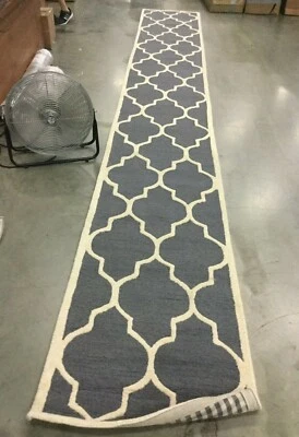 DARK GREY /IVORY 2'-6" X 18' Back Stain Rug, Reduce price 1172643810 CAM134X-218 - Image 1 of 4