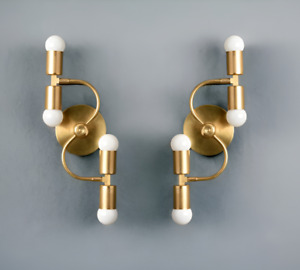 4 Lights Mid-Century Italian Sputnik Brass Wall Sconces Wall Fixture Lamp Light