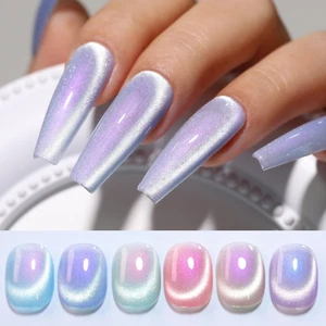 Cat Eye Gel Nail Polish Set of 6 Colors Shimmer Glitter with Magnet 9D Holograph - Picture 1 of 12