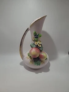 1950er Vintage Lefton handbemalt Krug Vase 3D Früchte und Blumen 8" - Bild 1 von 8