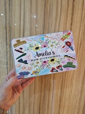 Personalised Hair Accessories Storage Tin Gift ANY NAME - Image 1 of 2