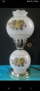 Vintage floral Parlor/Dining Room Hurricane Lamp GREAT CONDITION - Picture 1 of 2