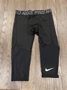 Boys Nike pro spandex 3/4 Running Compression Tights Medium Black - Picture 1 of 1