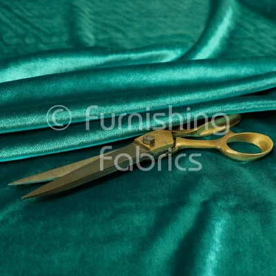 Luxury Shine Quality Plain Velvet Upholstery Curtain Fabrics In Teal Blue Colour - Image 1 of 4