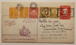 1928 First Flight San Juan to Chicago Uprated Postal Stationery Cover SC#522 - Picture 1 of 2