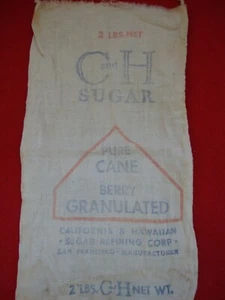 C and H SUGAR 2 lb CLOTH BAG Pure Cane Berry Granulated VINTAGE - Picture 1 of 3
