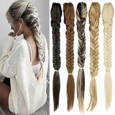 100% Real Thick Claw on One Piece Hair Extensions Ponytail Fishtail Pony Tail US - Image 1 of 4