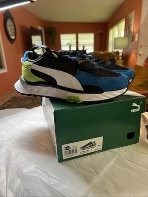 PUMA Youth Boy's Wild Rider Rollin' Sneakers Shoes Sz 6 1/2 C Future Blue/Black - Image 1 of 4