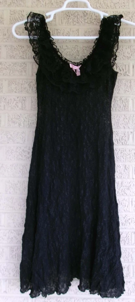 Vestido de noche largo negro elástico de encaje Fredericks of Hollywood de colección años 90 Foto 1 de 4