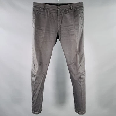 LANVIN Size 32 Grey Cotton Blend Ankle Zip Flat Front Dress Pants - Image 1 of 4
